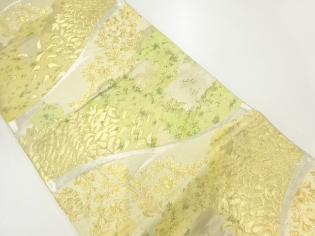 アンティーク　草花模様織出し袋帯（材料）